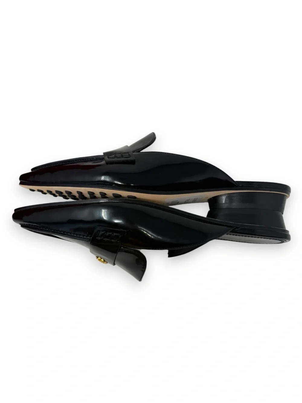 NWT Tory Burch Pointed Backless Loafers Perfect Black Patent Leather 7.5 Women’s